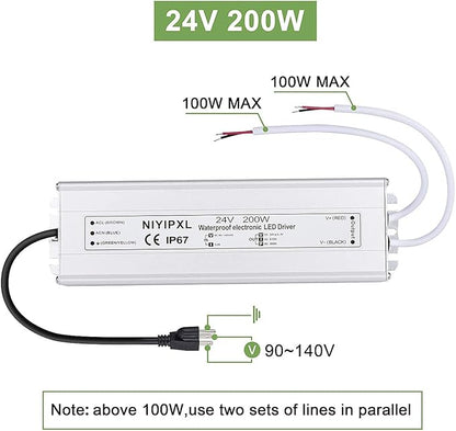 LED Driver 200 Watts 24V DC Low Voltage Transformer， Waterproof IP67 LED Power - Image 6