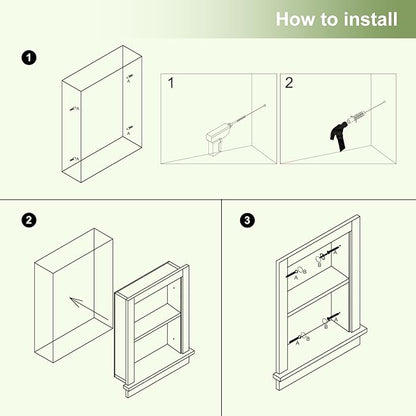Recessed Medicine Cabinet, Fully Assembled Recessed Wall Niche, Waterproof in - Image 8