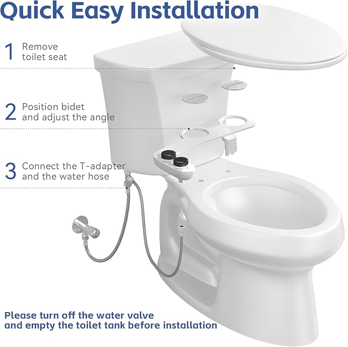 Bidet Attachment for Toilet Sprayer, Self-Cleaning Dual Retractable Nozzles - Image 5