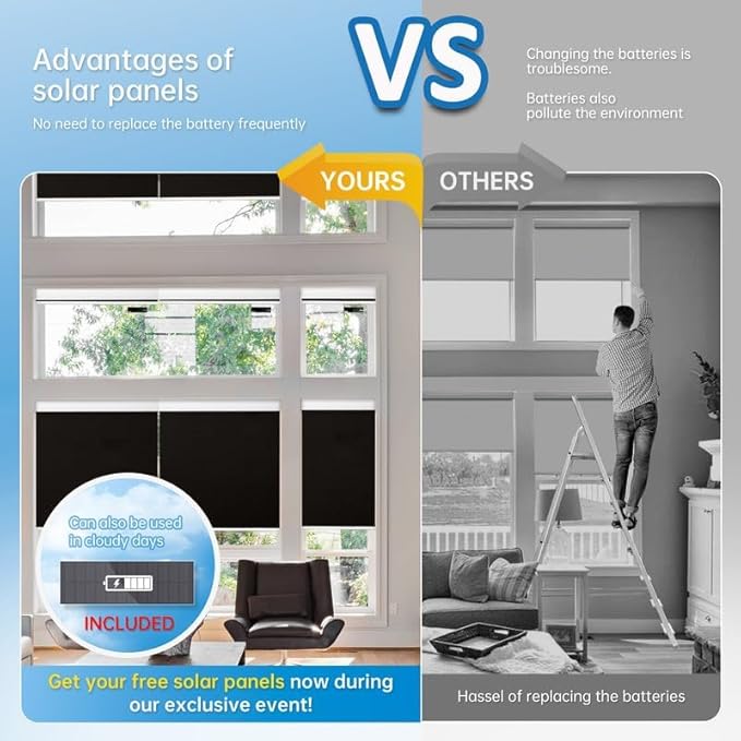 DENFOON Motorized Blinds with Remote, Thermal Electric Blinds【Solar Panel】 - Image 4