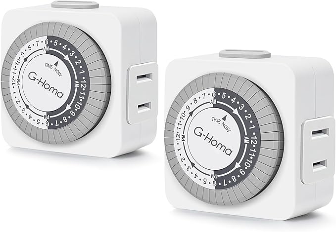G-Homa Timers for Electrical Outlets, 24 Hour Indoor Plug-in Mechanical Timer by G-Homa