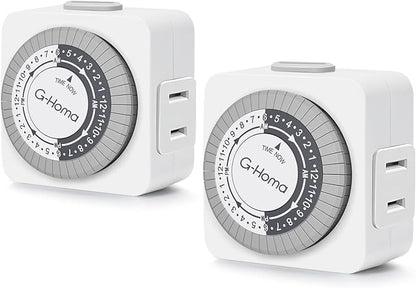 G-Homa Timers for Electrical Outlets, 24 Hour Indoor Plug-in Mechanical Timer by G-Homa