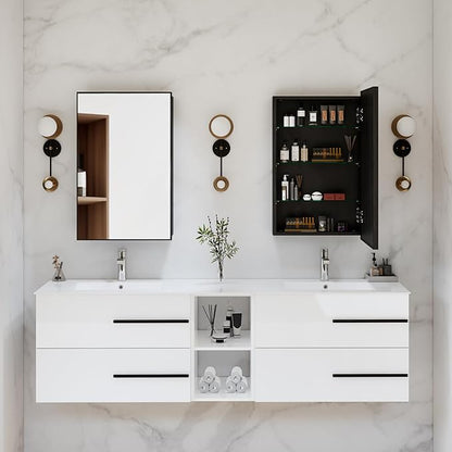 Medicine Cabinet with Mirror, 20x30 Inch Rectangle Wall Mounted Bathroom Vanity - Image 7