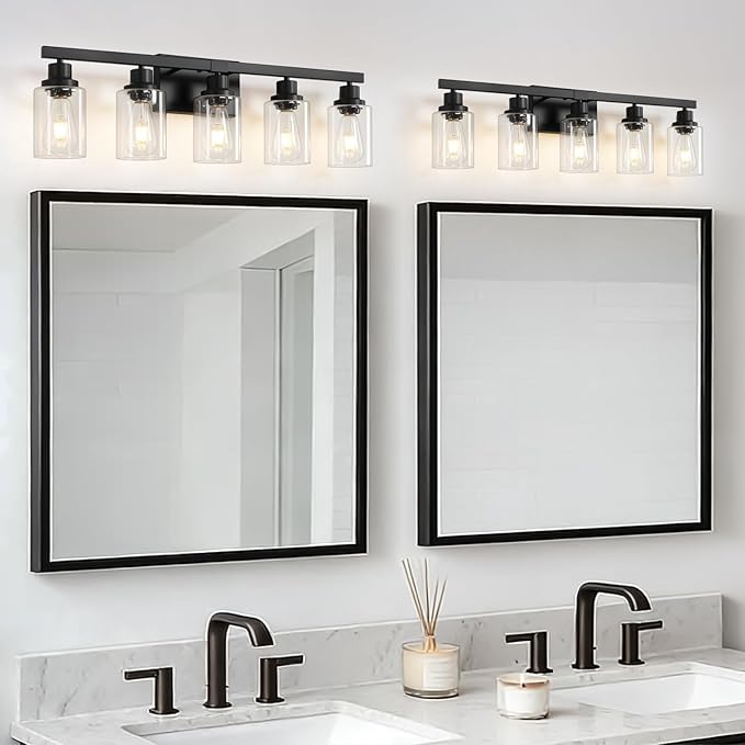 DIKAIDA 5-Light Black Bathroom Vanity Light, Modern Vanity Lighting Fixture - Image 5