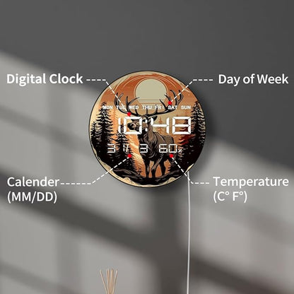 Timethink 12'' Deer Digital Wall Clock - Image 3
