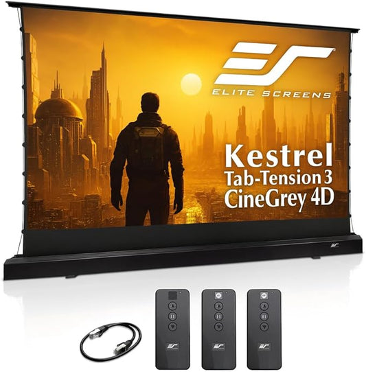 Elite Screens Kestrel Tab-Tension Pro CineGrey 4D, 16:9 Aspect Ratio, ISF by EliteScreensInc