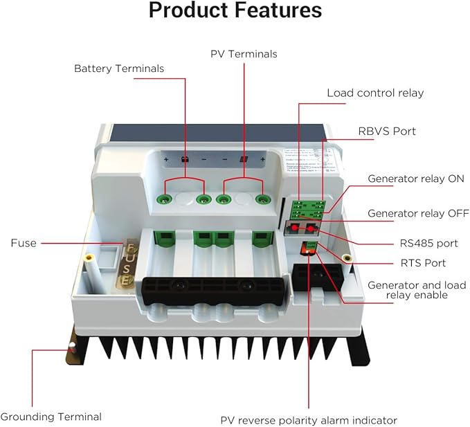 EPEVER 80A MPPT Solar Charge Controller 12V/24V/36V/48V Auto Max.PV 150V Input - Image 2