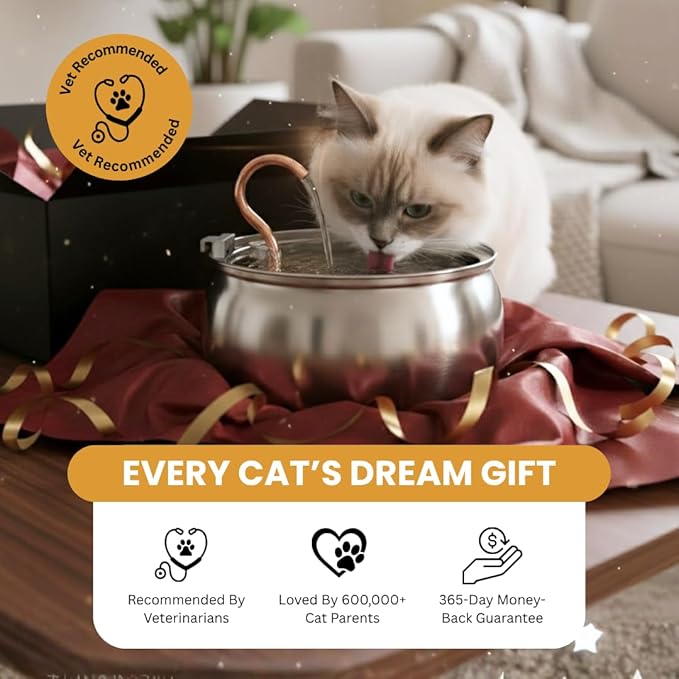 Stainless Steel Cat Water Fountain Automatic Drinking Fountain, Quiet - Image 2