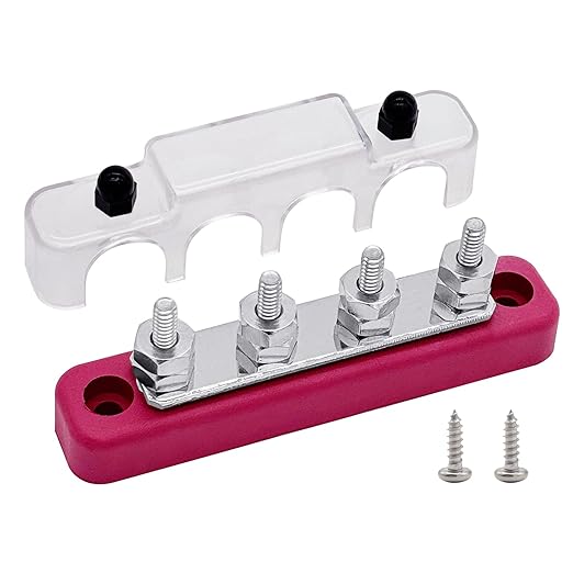 4 x #10 Studs Bus Bar, Ampper 4.2" Power Distribution Block Brass Battery by Ampper