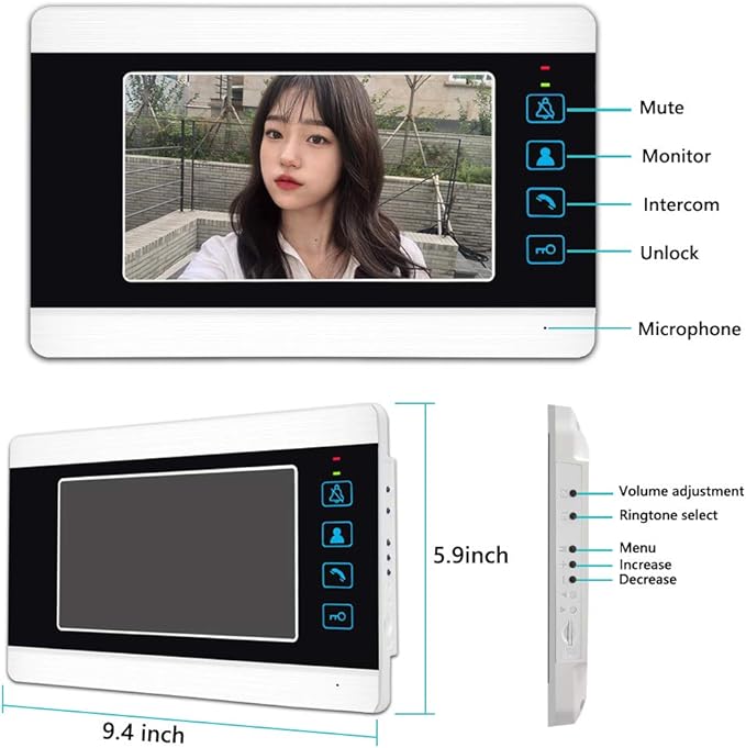 AMOCAM Video Doorbell Intercom System, 7 Inches Alloy Panel Monitor HD Camera - Image 5