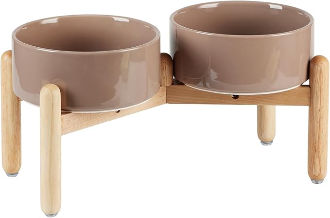 Ceramic 7.3inch Raised Double Bowls Set by Havniva