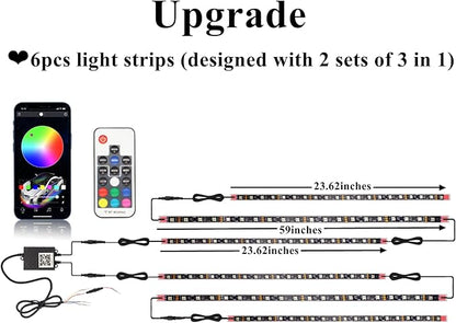 Goodream Car Underglow Kit, 12V 6 pcs RGB Led Lights Strip Neon Ambient Sets - Image 2