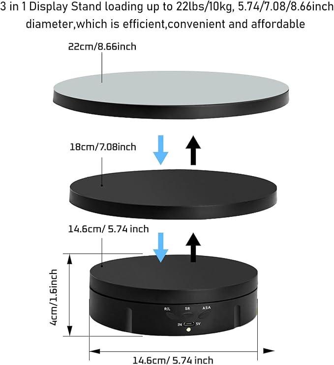 JAYEGT 3 in 1 Motorized Rotating Display Stand - Image 2