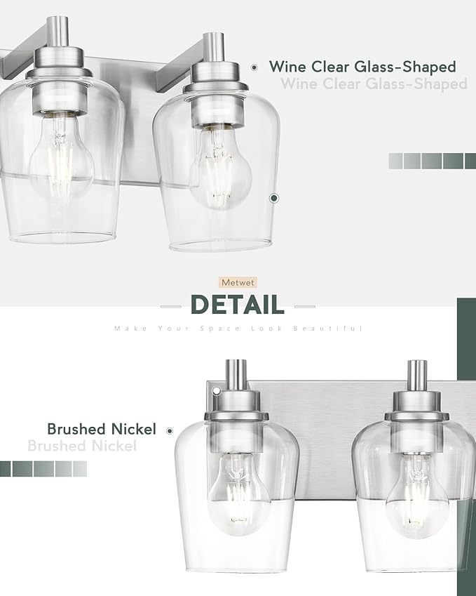 METWET Bathroom Light Fixtures, 4-Light Modern Vanity Light - Image 4