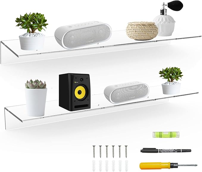 24 Inches Clear Floating Shelves by Sezanrpt