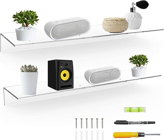 24 Inches Clear Floating Shelves by Sezanrpt