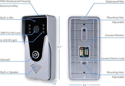Wired Video Intercom System, 7 Inch Monitor and Aluminum Alloy Doorbell Camera - Image 5
