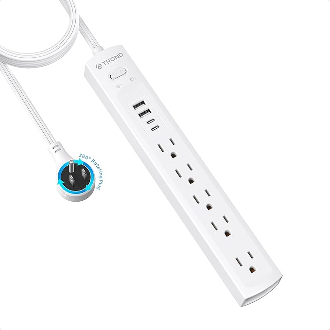 TROND 360° Rotating Plug Surge Protector Power Strip, 2 USB C and 2 USB A by TRONDOfficial