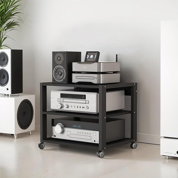Dernoing 3 Tier Audio Rack Tower, CD Record Player Stereo Receiver AV Equipment - Image 5