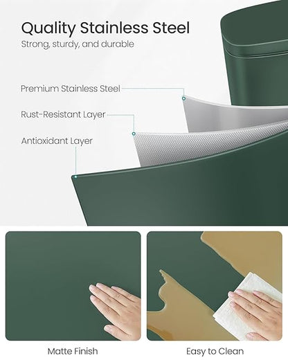 SONGMICS Trash Can with Lid, 8 Gallon Garbage Can, Stainless Steel Small Waste - Image 3