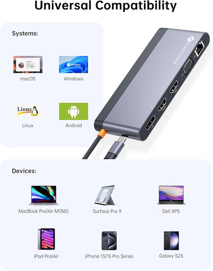 USB C Docking Station Quad Display, 14-in-1 Laptop Docking Station Dual Monitor - Image 7