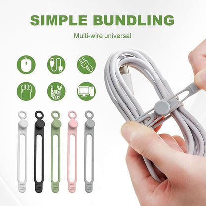 Data Cable Organizer, 2026 Upgrade Silicone Cable Ties Reusable Cable - Image 2