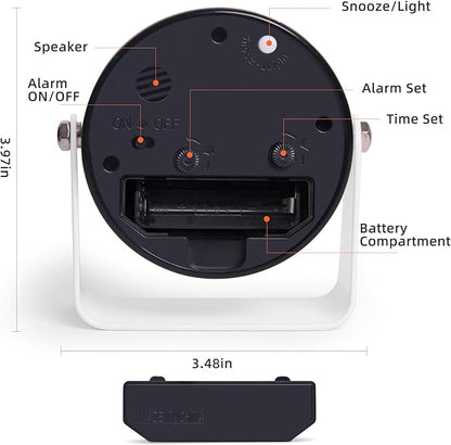 TIMESS Analog Alarm Clock, Silent Non-Ticking Quartz Movement, Battery-Operated - Image 3