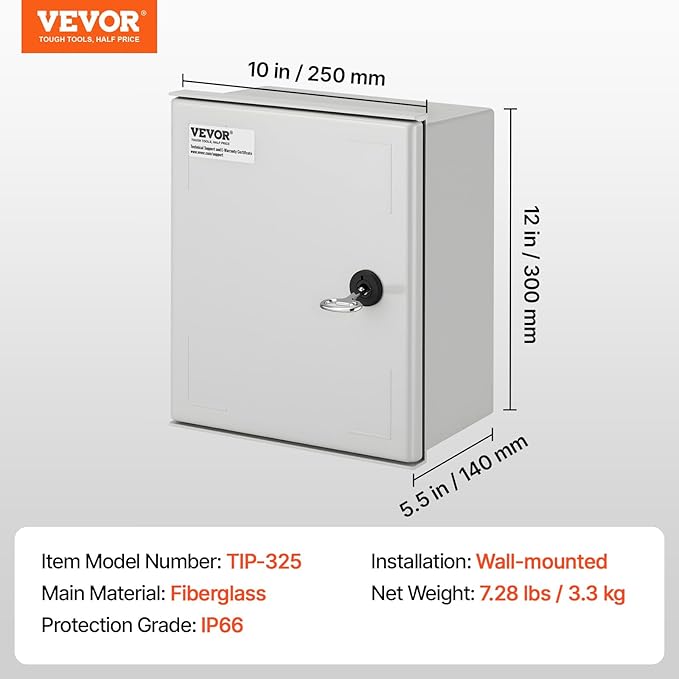 VEVOR Electrical Enclosure Box, Fiberglass Junction Box, IP66 Waterproof & - Image 7