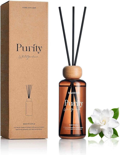 M&SENSE White Gardenia Reed Diffuser: 6.3 fl oz Lemon & Linen Scented Aroma Set by MSENSE