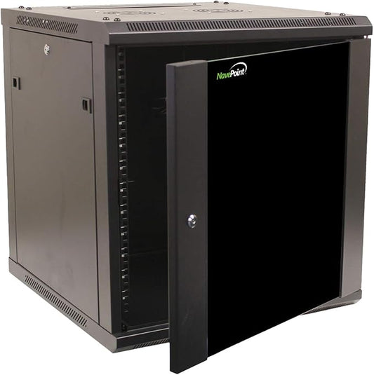 NavePoint 12U Server Cabinet Wall Mount Rack Enclosure Includes 2 Fans by NavePoint