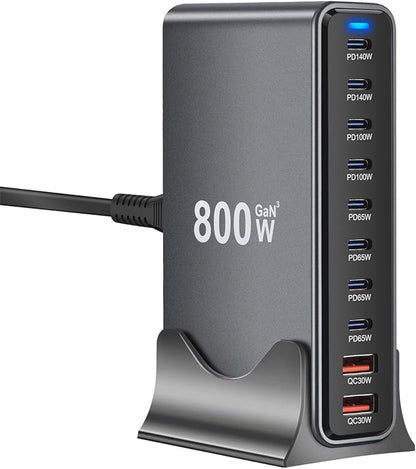 800W GaN3 10-Port USB-C Charging Station by Unknown