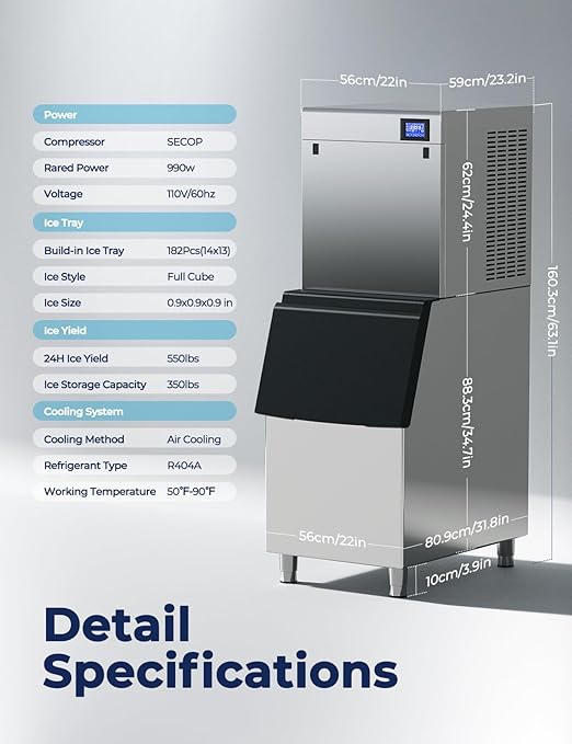 550 lbs/24H Commercial Ice Maker - Image 8