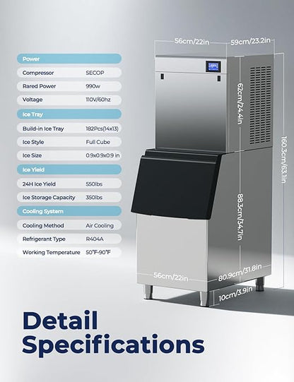 550 lbs/24H Commercial Ice Maker - Image 8