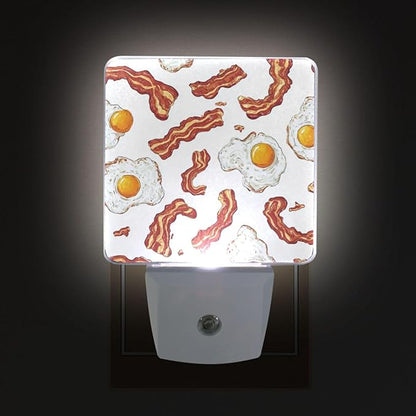 Pigsaly Led Night Light Vintage Bacon Tan Strips Fried Egg Night Light Plug in - Image 4