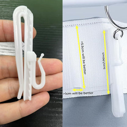 50-Pack Plastic Curtain Hooks,Adjustable Pinch Pleat Hook,Curtain Drapery Pin Hook for Pleated Drapes,Ratchet System Pinch Pleat Curtain Hanger (50, 2.76 Inch)