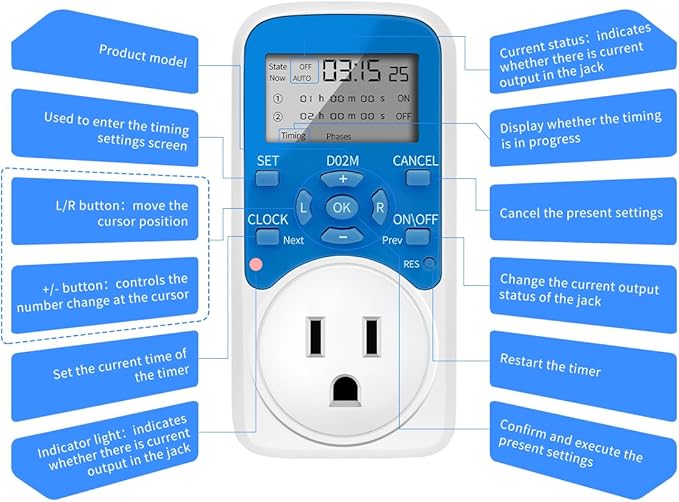 Timer Outlet, Programmable 110V/220V Pump Timer Switch, Minimum Setting by - Image 5