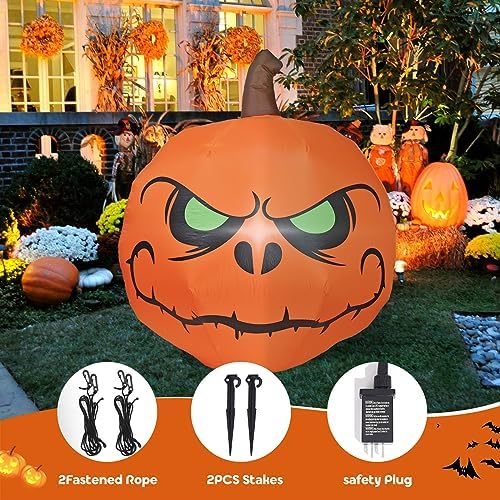 4FT Halloween Inflatable Pumpkin with Build-in LED Lights, Blow up Halloween ...