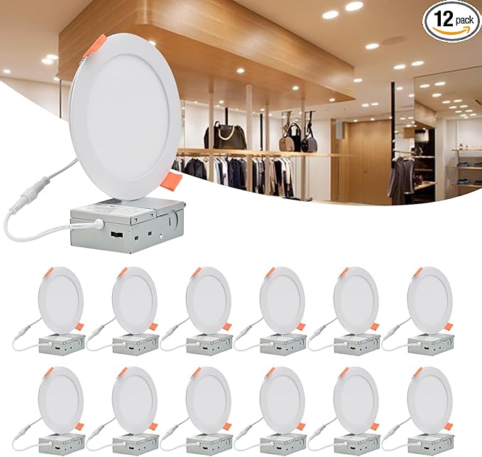 MKUJOO 12 Pack 4 Inch Ultra-Thin 5CCT LED Recessed Ceiling Light by MKUJOO