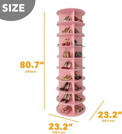 SpaceAid 9 Tier Rotating Shoe Rack Tower, Spinning Shoe Display Lazy Susan - Image 2