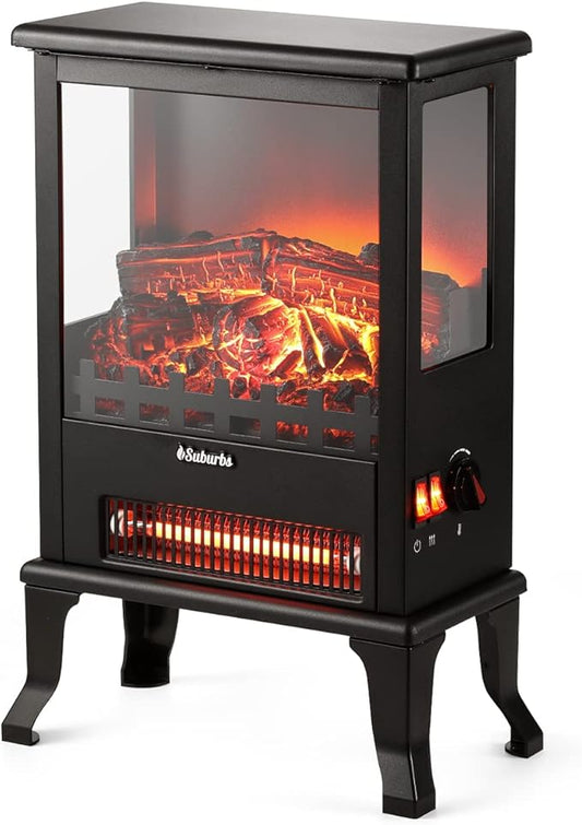 TURBRO Suburbs TS17Q Infrared Electric Fireplace Stove, Realistic Flame by TURBRO