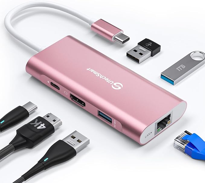 UtechSmart USB C Hub, Ethernet Multiport Adapter 6 in 1 USB C to HDMI Dock by UtechSmart
