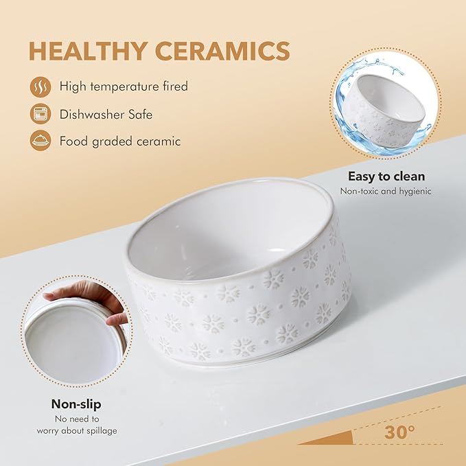 8.2inch Ceramic Raised Dog Bowl Set, Elevated Dog Bowl - Image 3
