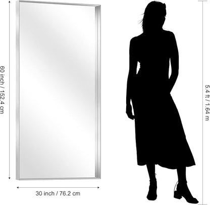 CIRCUMI Silver Bathroom Mirror, Brushed Finish, Tempered Glass, Large Mirror - Image 7