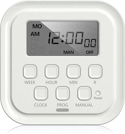 HBN 7 Day Heavy Duty Digital Timer, Dual Outlet, On/Off Programs 3-Prong by HBN