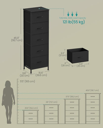 SONGMICS Dresser for Bedroom, Chest of Drawers, 5 Non-Woven Fabric Drawers - Image 2