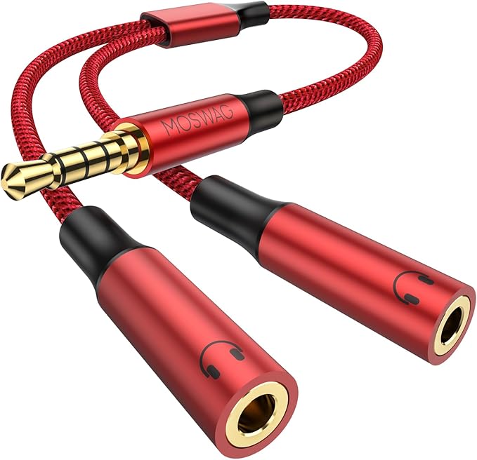 MOSWAG Headphone Mic Splitters Adapter Audio Headphone Connector Mutual by MOSWAG