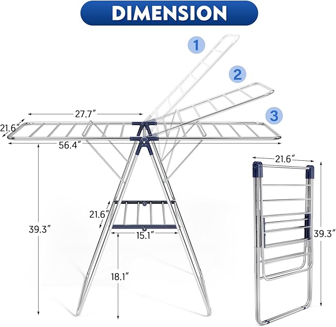 APEXCHASER Clothes Drying Rack, Stainless Steel Drying Rack Clothing - Image 2