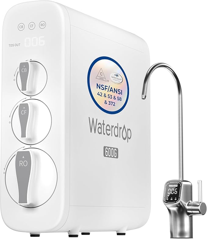 Waterdrop G3P600 Reverse Osmosis System, 8 Stage Tankless Reverse Osmosis Water by Waterdrop