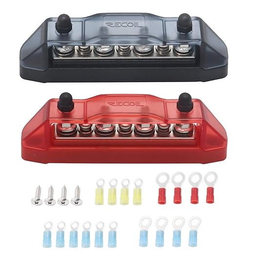 Recoil BBS43-P Bus Bar 4 x M5 Studs 3 Screw Terminals Power Distribution Block by Recoil