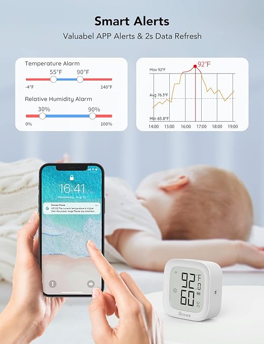 Govee WiFi Thermometer Hygrometer 2Pack H5103, Indoor Temperature Humidity - Image 7